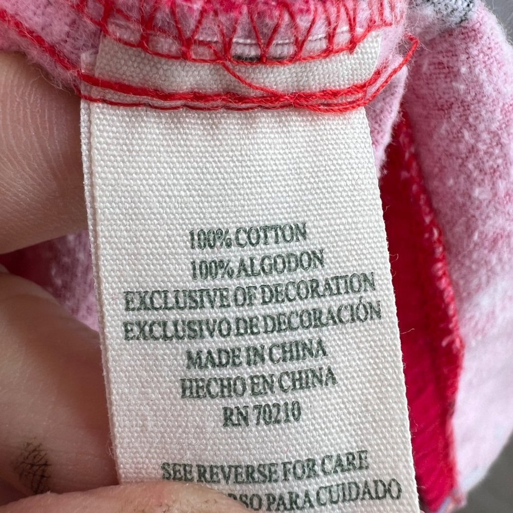 LA CERA Cat Flannel Night Gown Shirt Red Cotton Button Winter Women’s Size Large - Picture 6 of 11